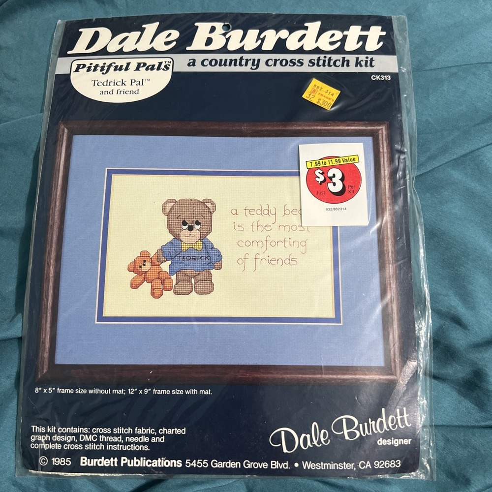 Dale Burdett Cross Stitch Kit Tedrick Pal 8" x 5" CK313 Pitiful Pals 1985 VTG